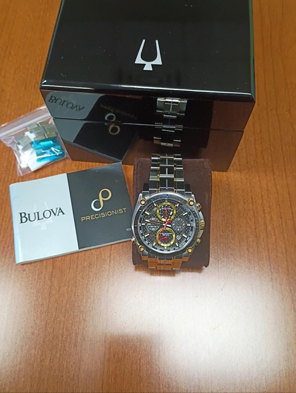 Bulova Precisionist 98B228 Two-Tone Chronograph Men's Watch 300M Full Set
